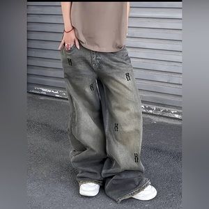 Y2K Vintage alphabet blue jeans originally from the Temu Platform